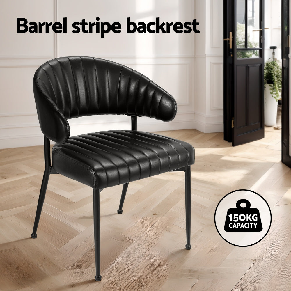 Gemma Set of 2 Dining Chairs Leather Hollow Armchair - Black
