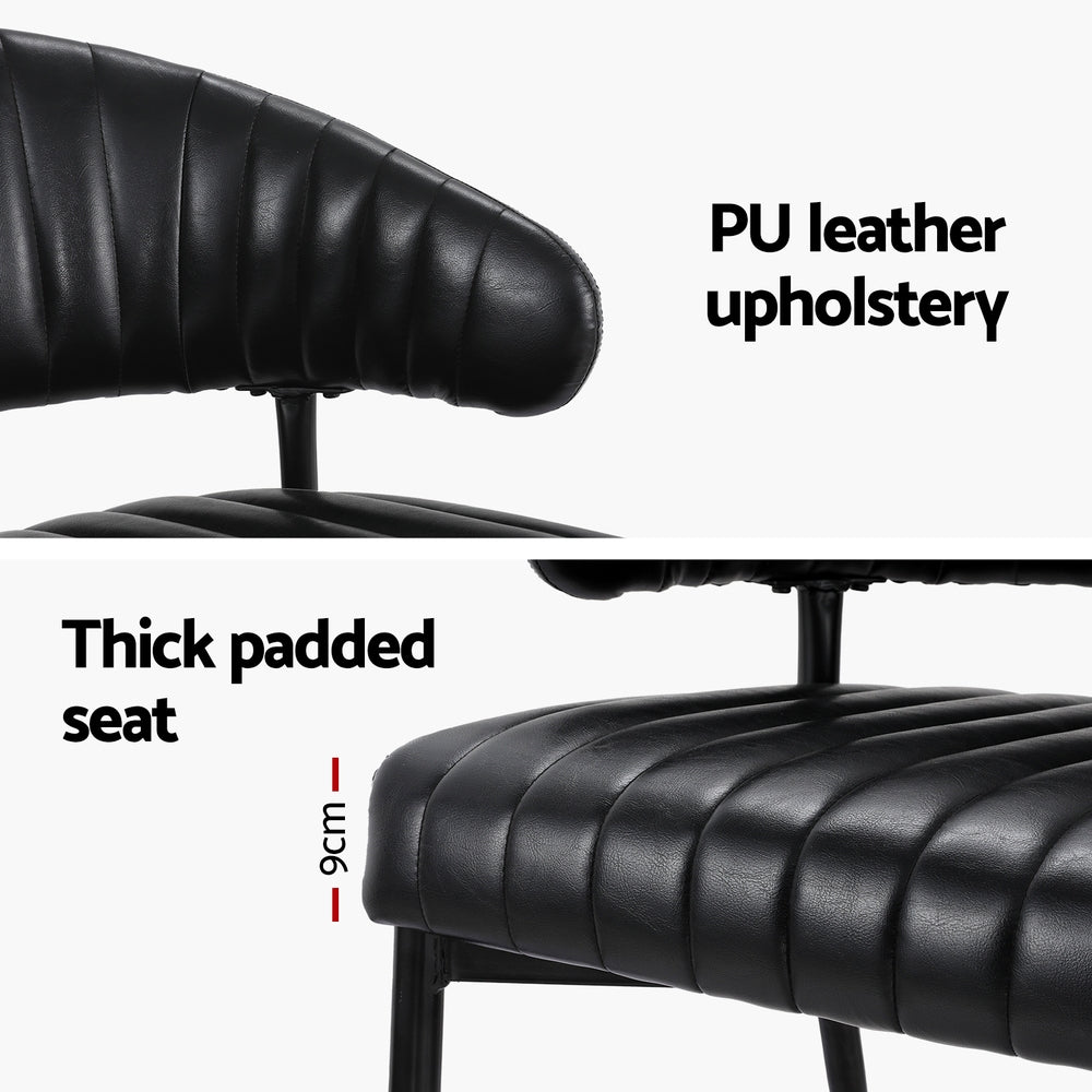 Gemma Set of 2 Dining Chairs Leather Hollow Armchair - Black