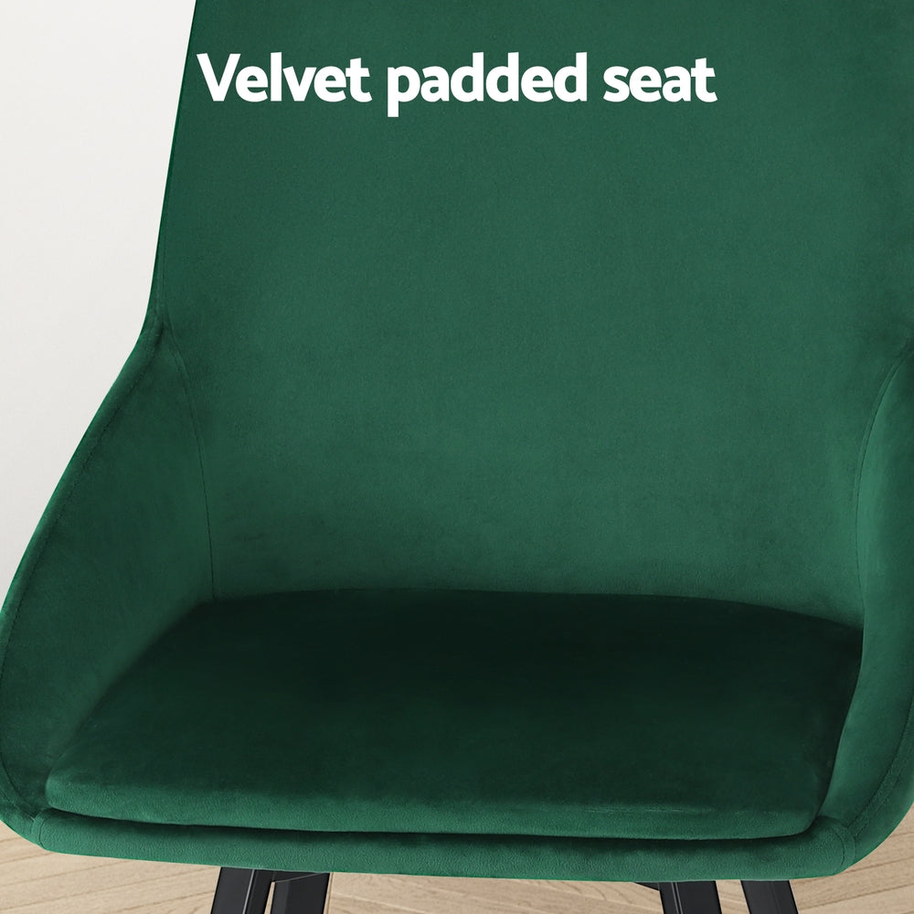 Set of 2 Dining Chairs Velvet Swivel Base - Green