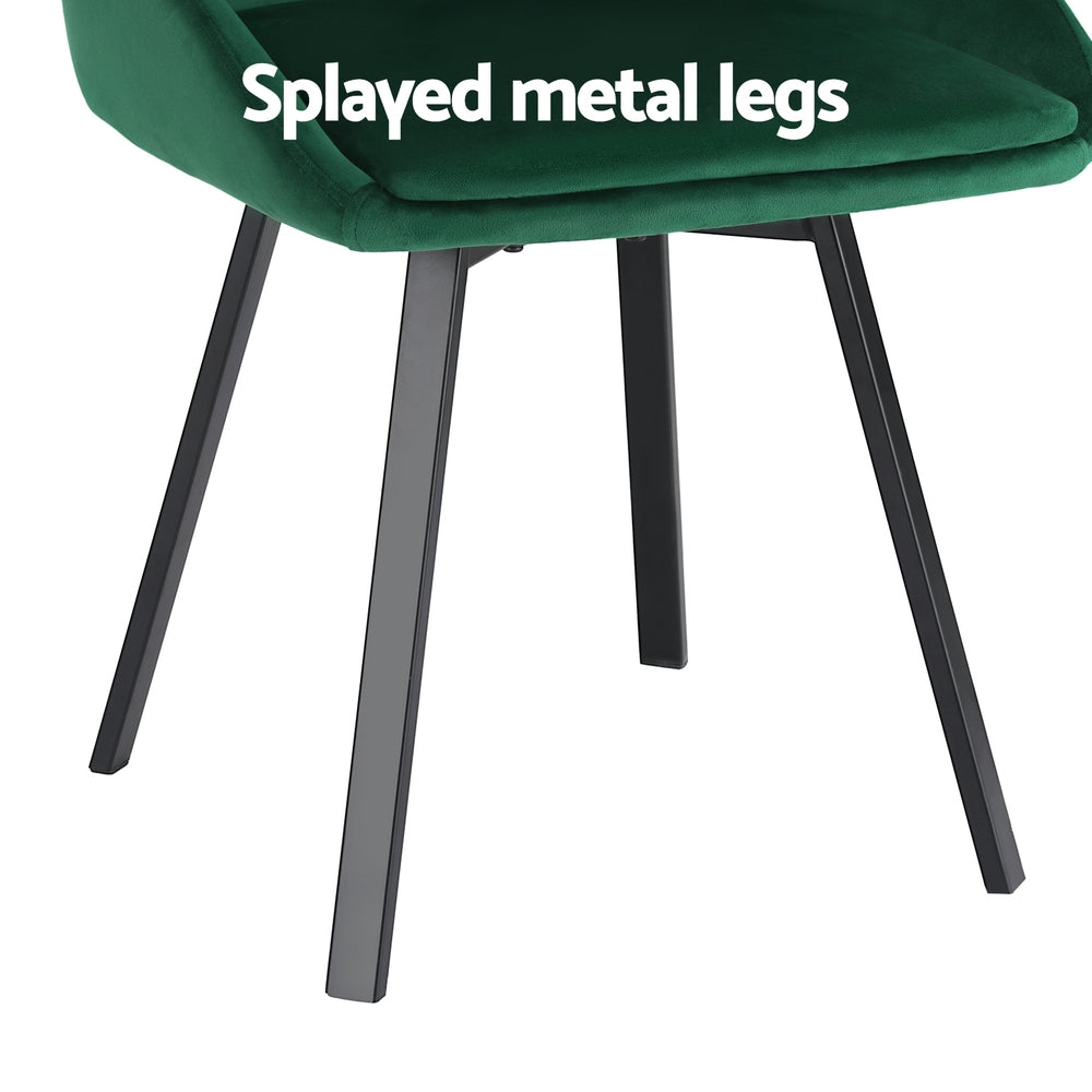 Set of 2 Dining Chairs Velvet Swivel Base - Green