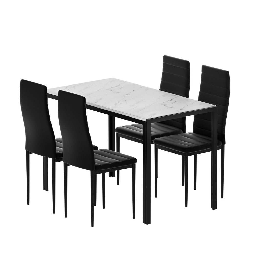5-Piece Vanda Dining Table & Chair Set Marble Effect