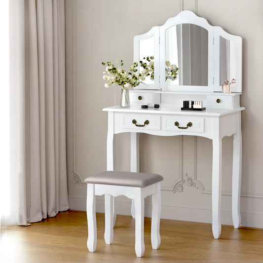 Dressing Table with Mirror - White