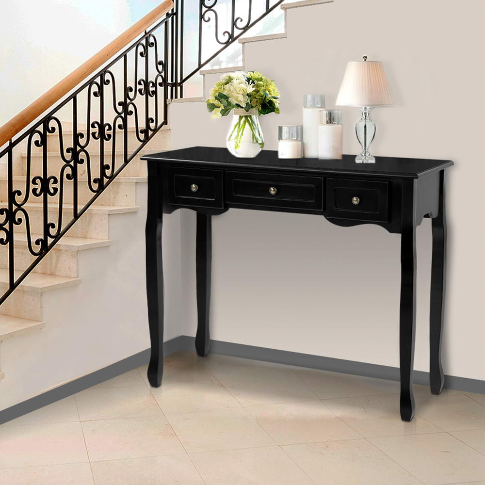 Hallway Console Table Hall Side Dressing Entry Display 3 Drawers Black