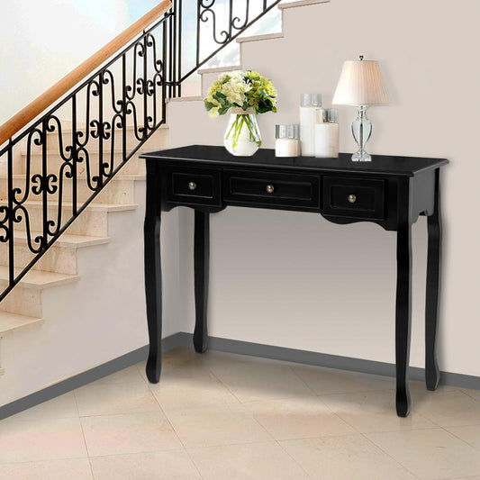 Hallway Console Table Hall Side Dressing Entry Display 3 Drawers Black