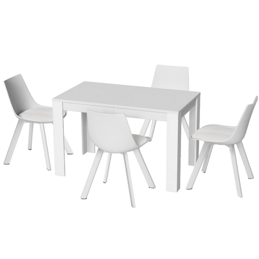 5-Piece Nello White Dining Table & Chair Set Rectangle