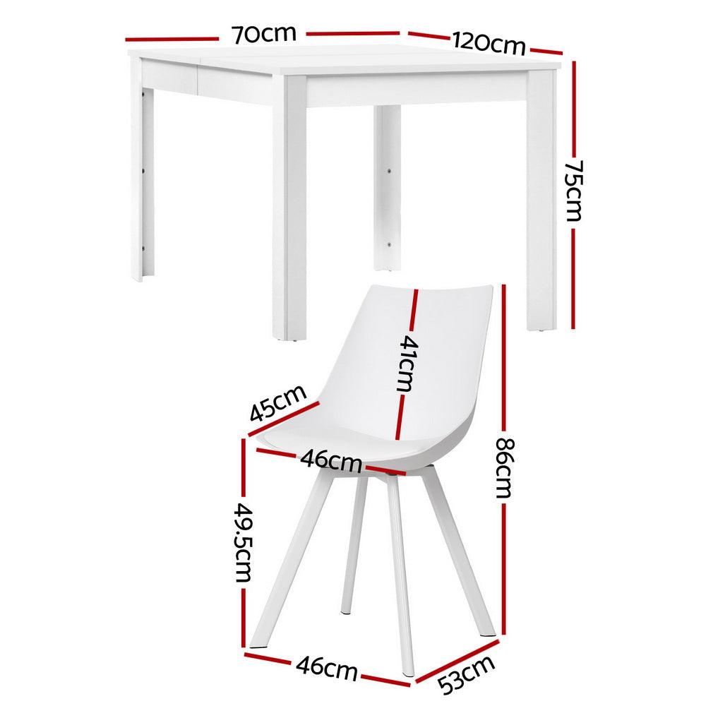 5-Piece Nello White Dining Table & Chair Set Rectangle