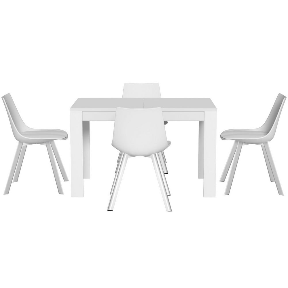5-Piece Nello White Dining Table & Chair Set Rectangle