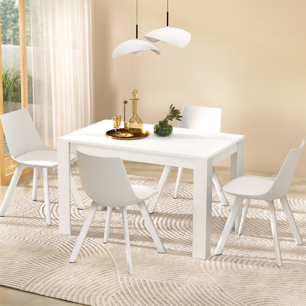 5-Piece Nello White Dining Table & Chair Set Rectangle