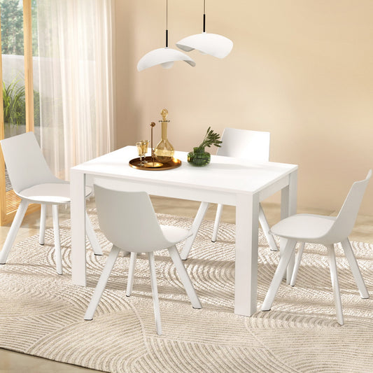 5-Piece Nello White Dining Table & Chair Set Rectangle