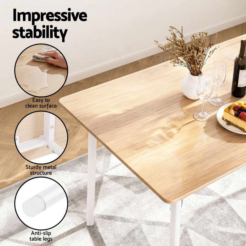 5-Piece Celso Natural and White Dining Table & Chair Set Bench Kitchen Furniture