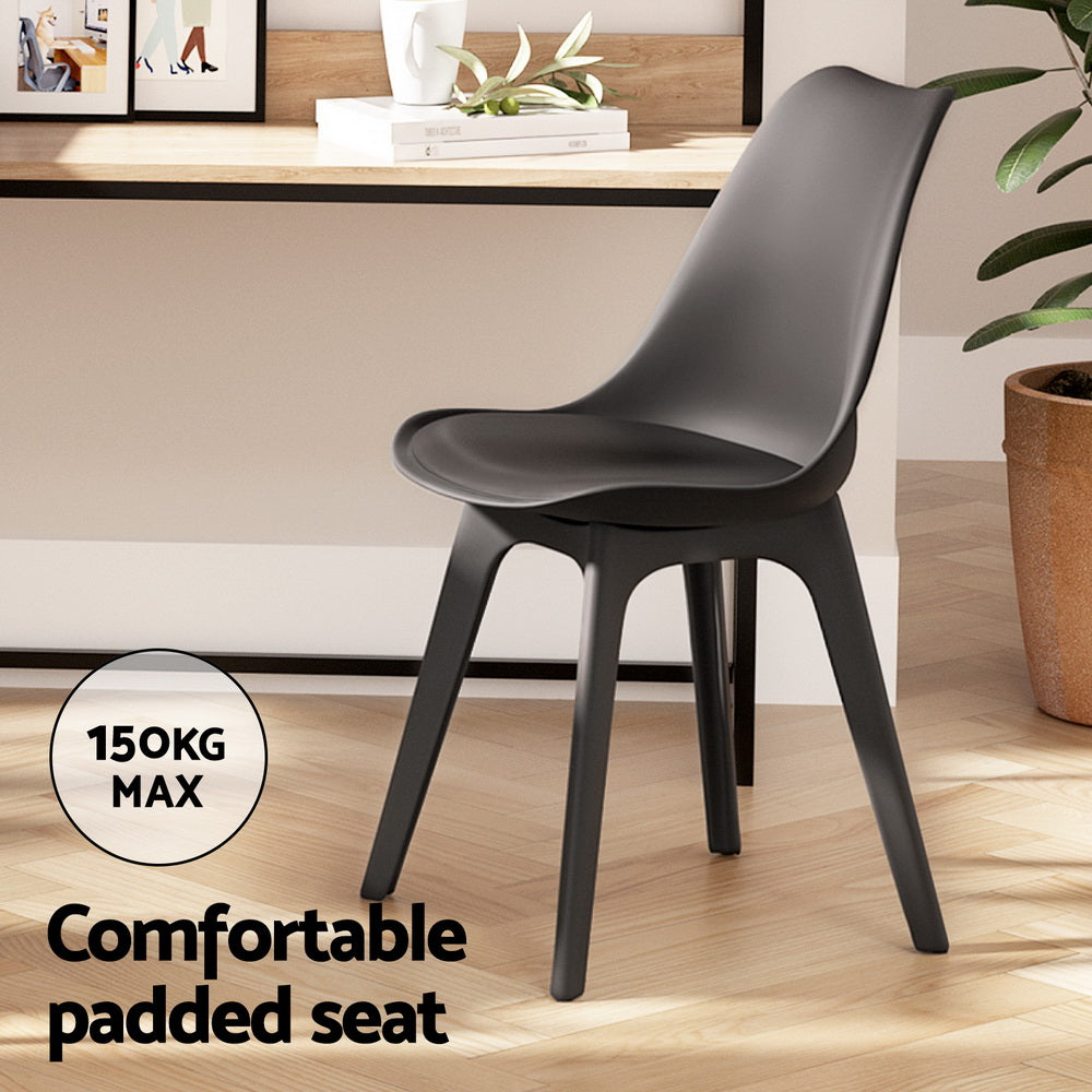 5-Piece Mirko Black Dining Table & Chair Set Marble