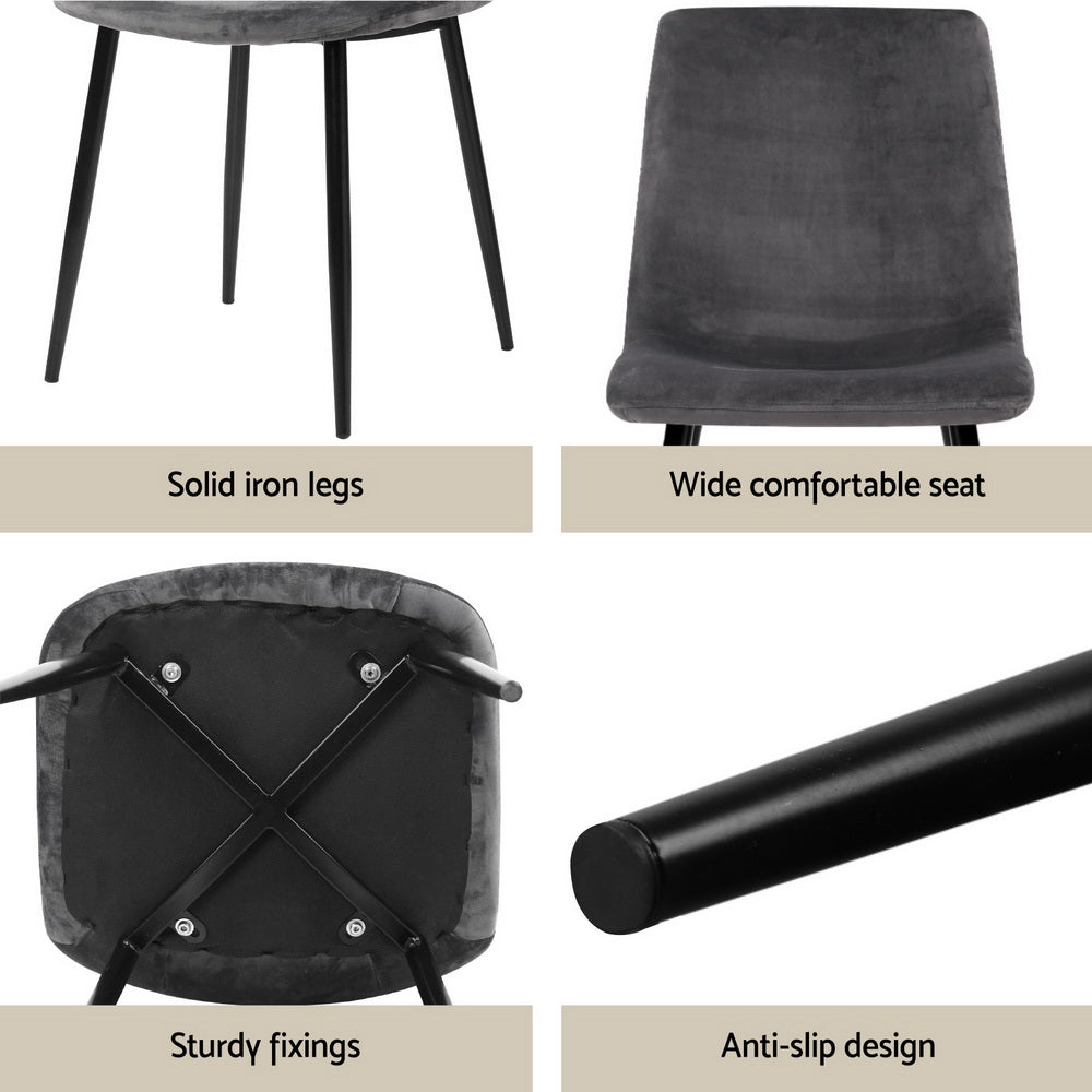 5-Piece Ombra Grey Dining Table & Chair Set Velvet