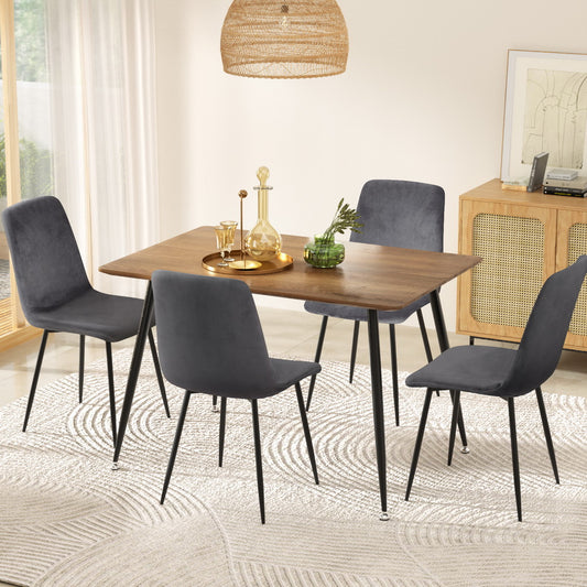 5-Piece Ombra Grey Dining Table & Chair Set Velvet