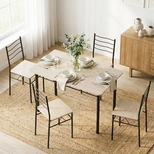 5-Piece Fiama Oak Dining Table & Chair Set Compact Kitchen Furniture Modern