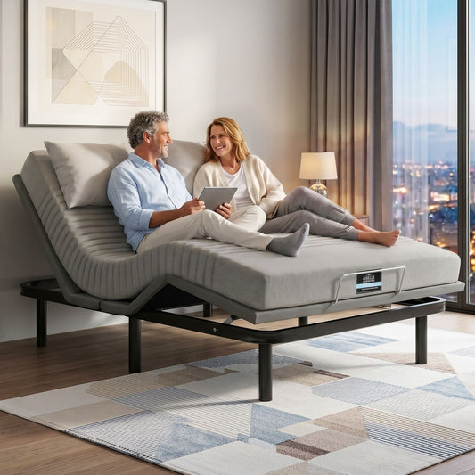 Shale Bed & Mattress Package with 15cm Mattress Memory Foam Electric Bed Base Zero Gravity - Black & Grey Double