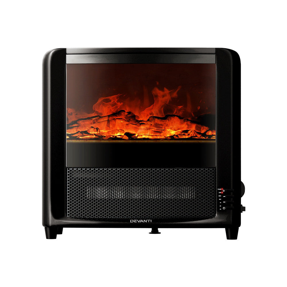 2000W Electric Fireplace Fire Heaters - Black