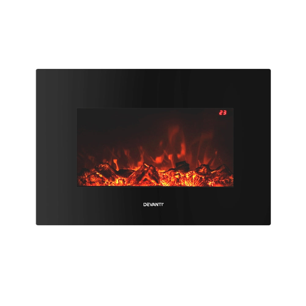 Electric Fireplace Fire Heater 2000W - Black