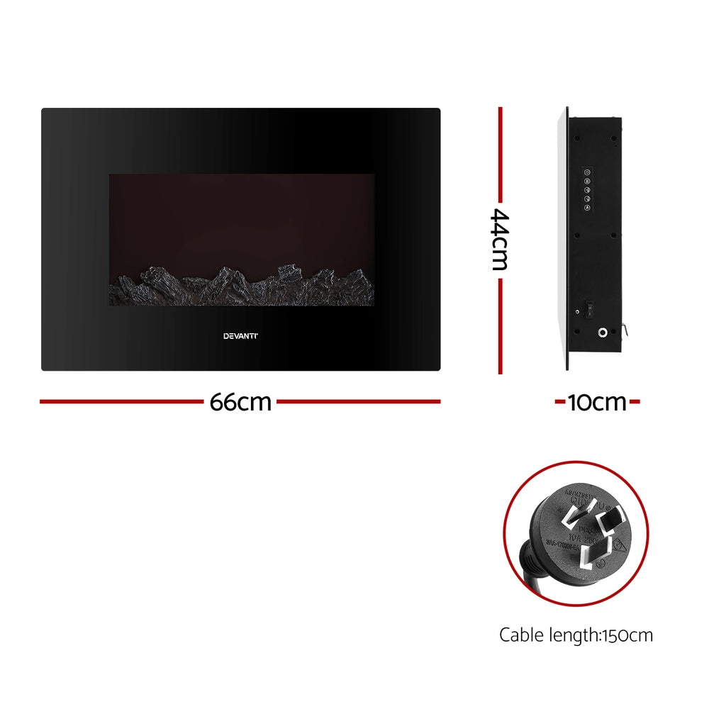 Electric Fireplace Fire Heater 2000W - Black