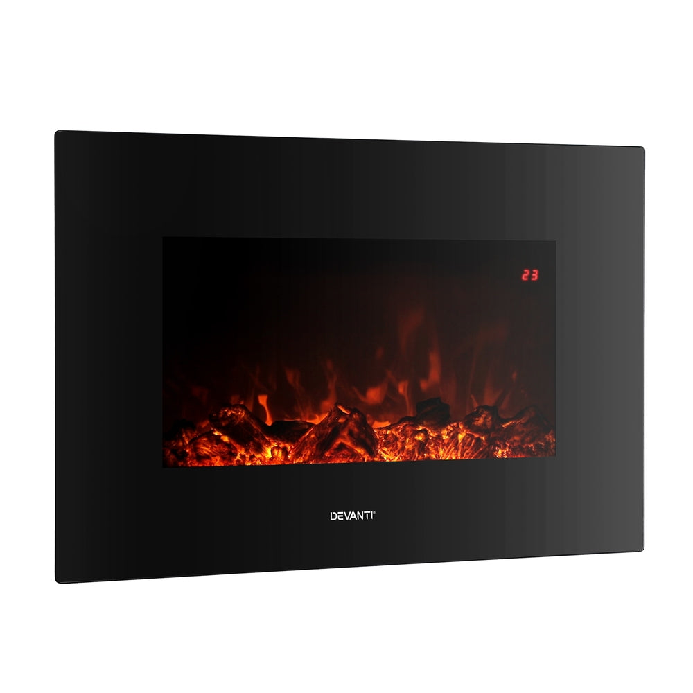 Electric Fireplace Fire Heater 2000W - Black