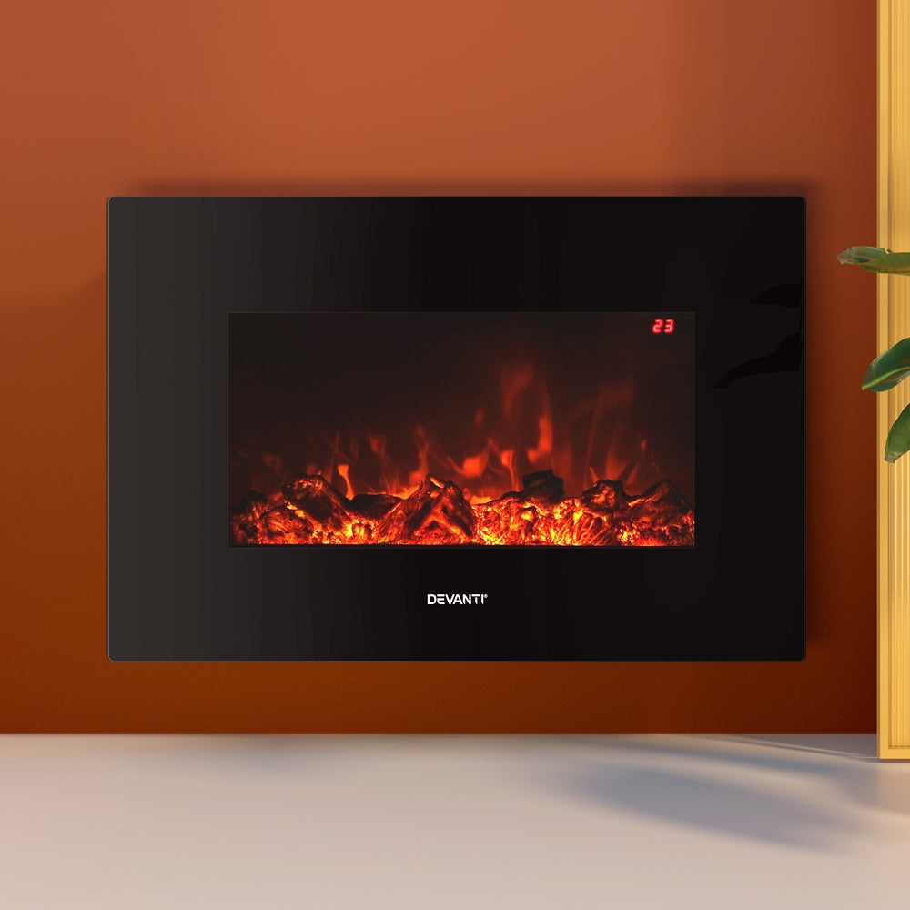 Electric Fireplace Fire Heater 2000W - Black