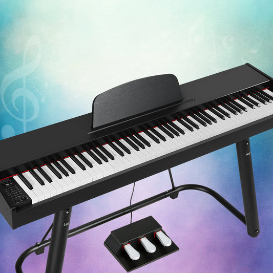 Alpha 88 Keys Electronic Piano Keyboard Digital Electric with Stand Semi-Weighted