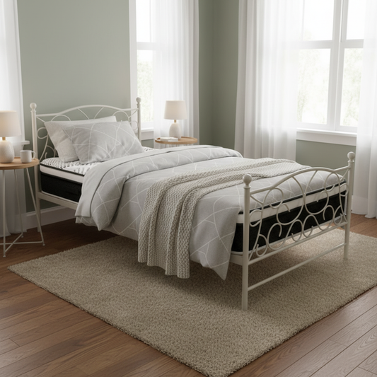 Euclase Bed & Mattress Package with 32cm Mattress - White Single