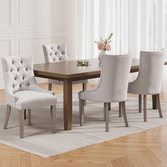 Glenys Set of 4 Dining Chairs Linen French Provincial - Beige