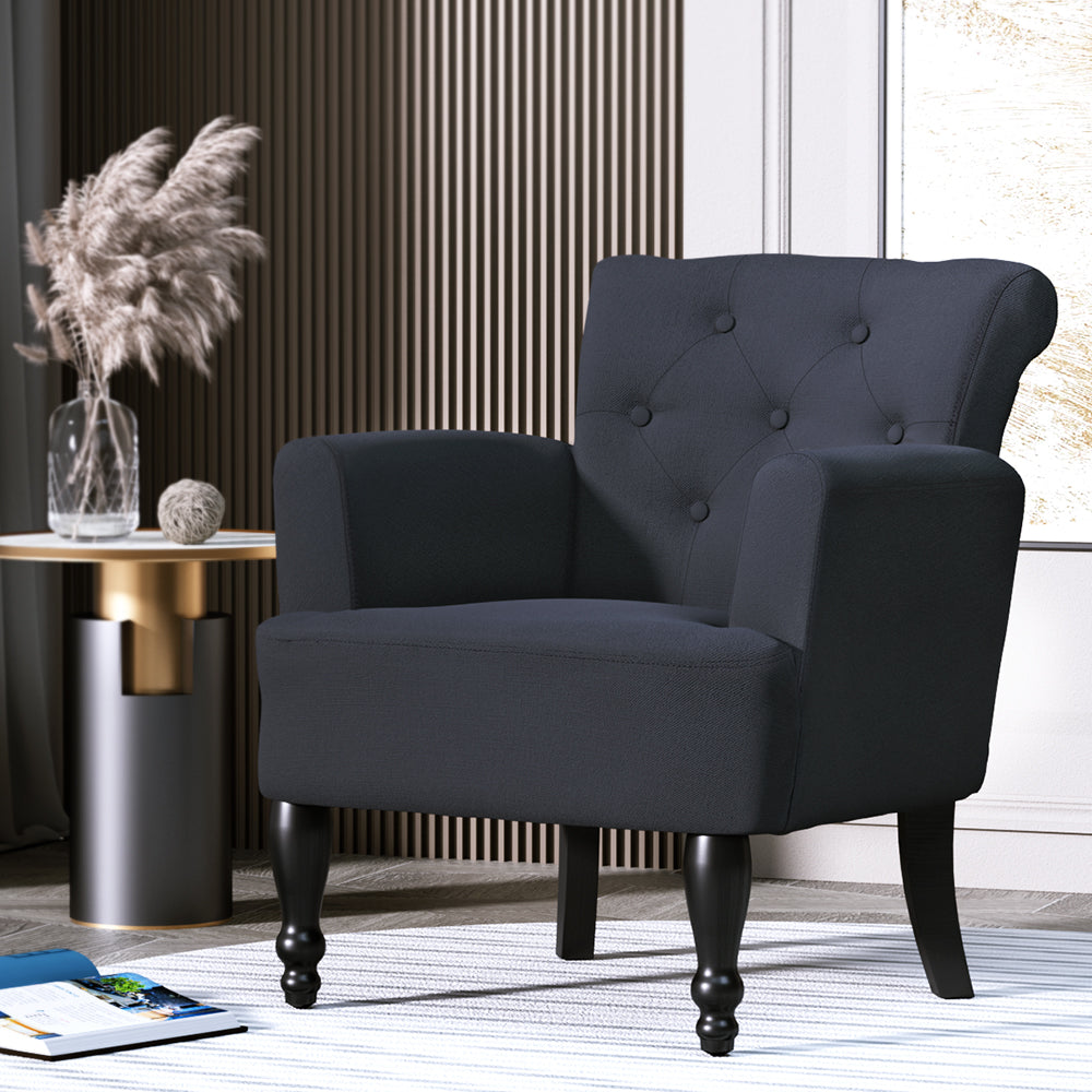 Maddy French Lorraine Chair Retro Wing - Black