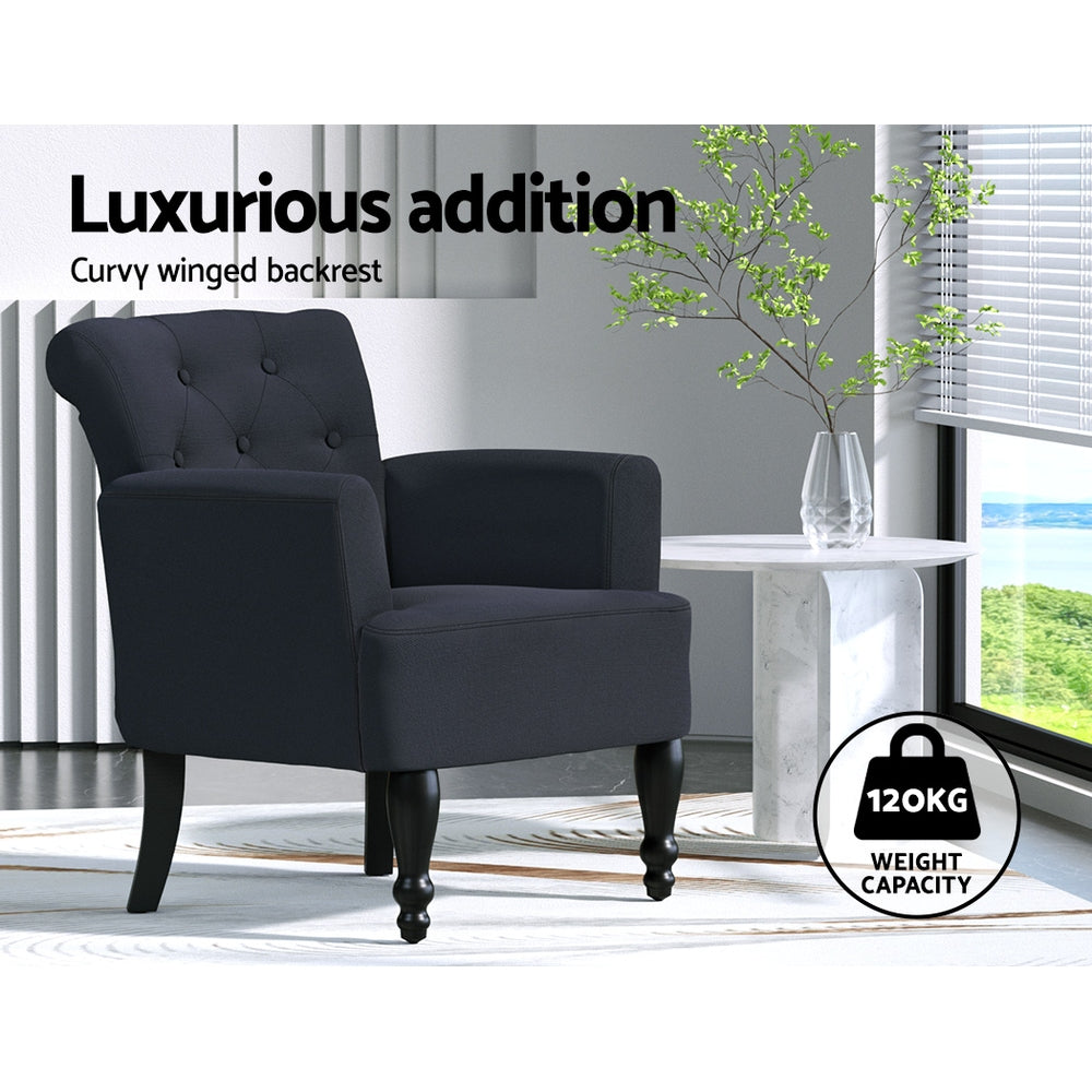 Maddy French Lorraine Chair Retro Wing - Black