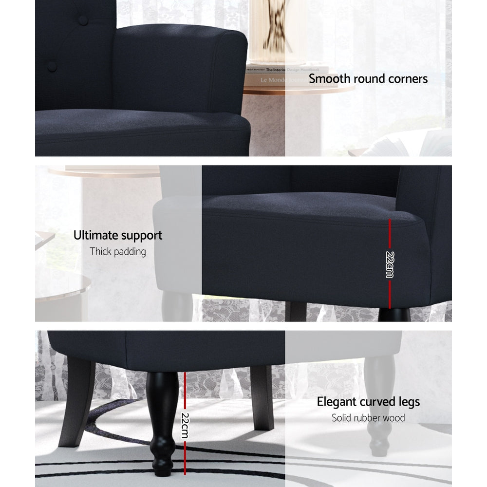 Maddy French Lorraine Chair Retro Wing - Black