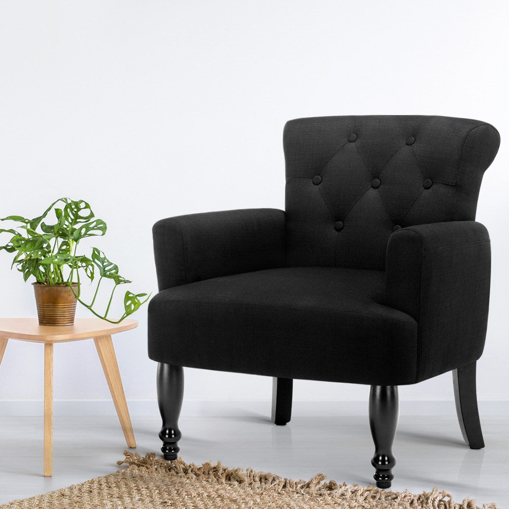 Maddy French Lorraine Chair Retro Wing - Black