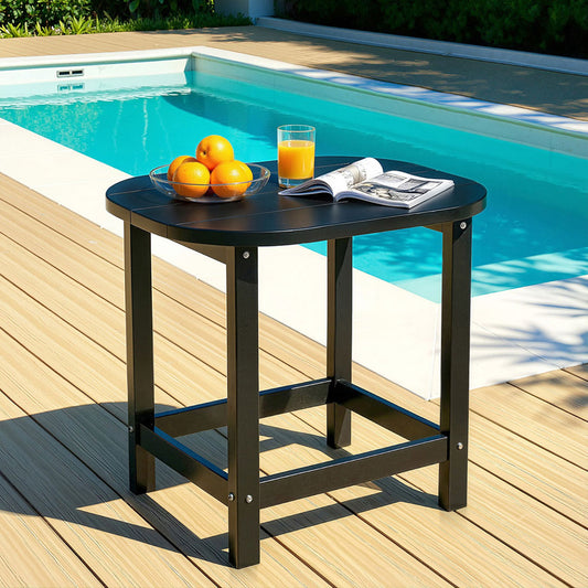 Clarice Outdoor Coffee Side Table HDPE Desk Patio Furniture Camping Garden - Black