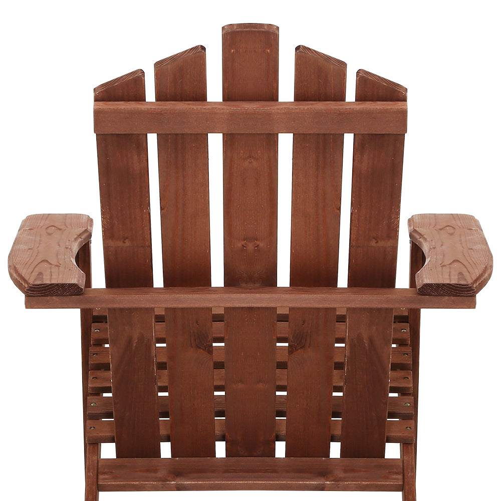 Adirondack Gardeon 3PC Outdoor Table and Chairs Wooden Beach Chair Brown