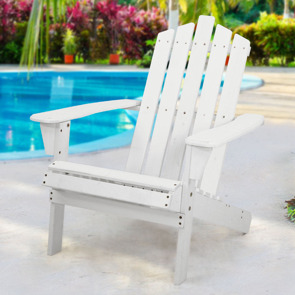 Outdoor Sun Lounge Beach Chairs Table Wooden White Online in