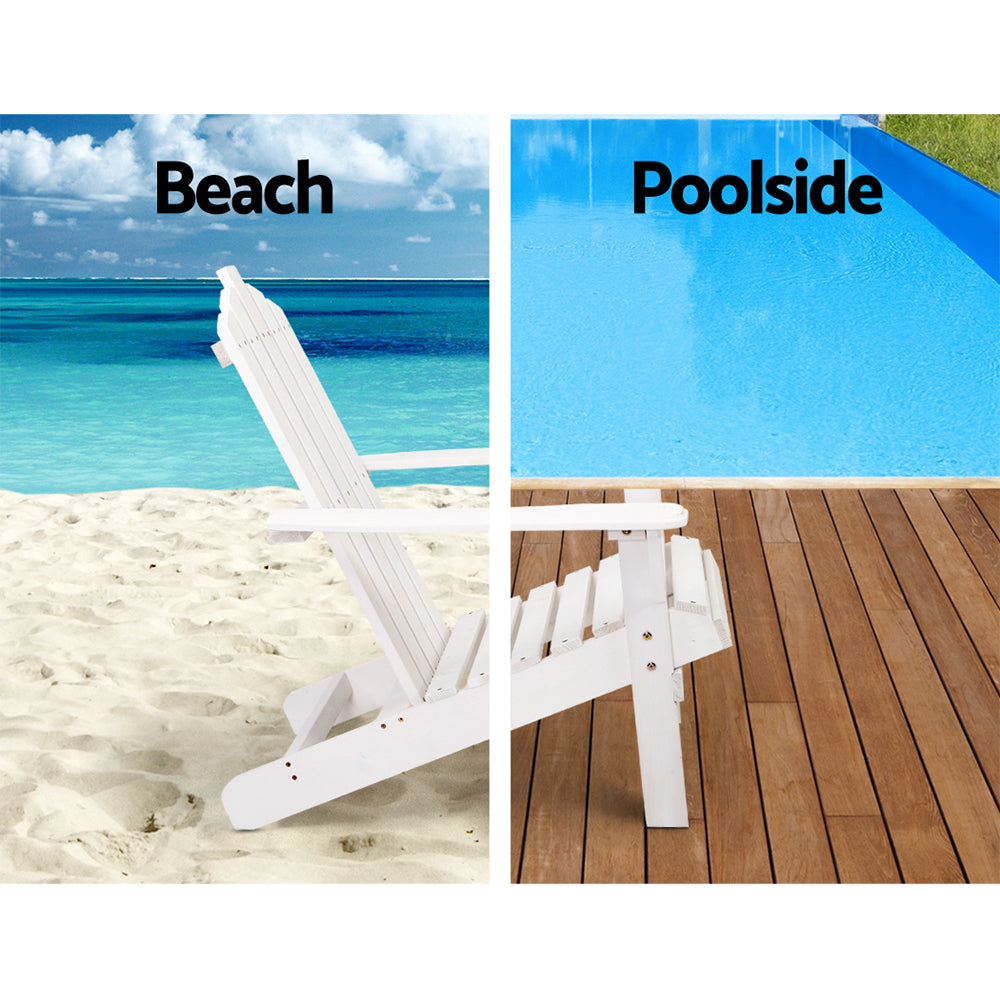 Hendon Adirondack Outdoor Beach Wooden Chairs Patio Chair - White