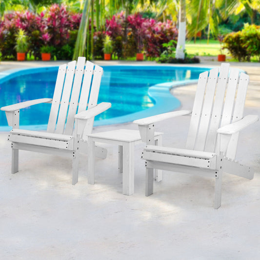 Adirondack Gardeon 3PC Outdoor Table and Chairs Wooden Beach Chair