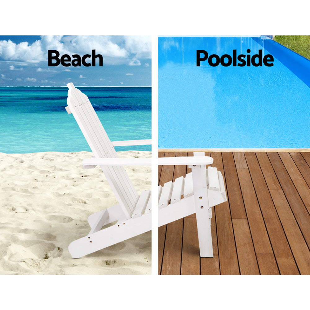 Adirondack Gardeon 3PC Outdoor Table and Chairs Wooden Beach Chair