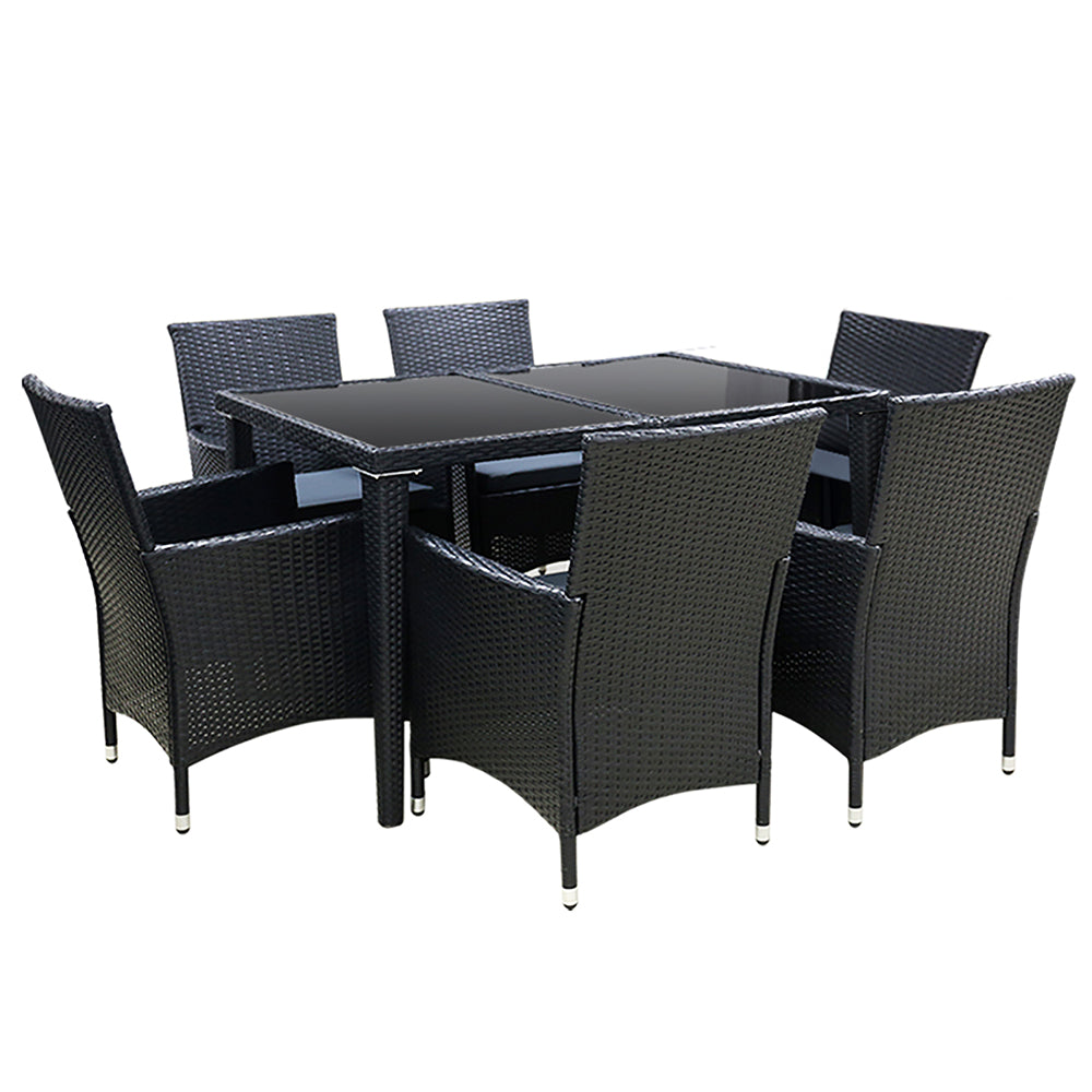 Corbridge 6-Seater Set 7-Piece Outdoor Furniture - Black