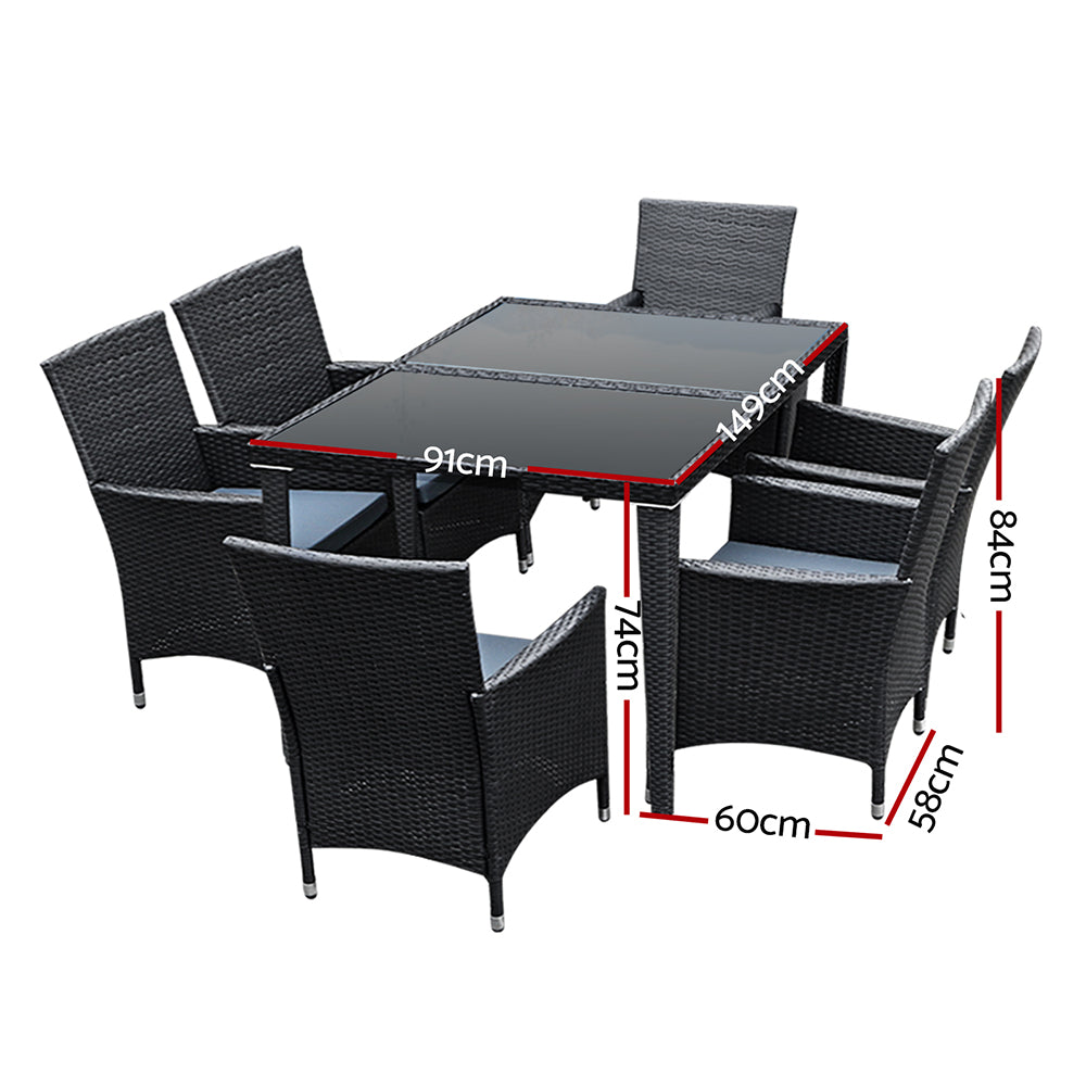 Corbridge 6-Seater Set 7-Piece Outdoor Furniture - Black