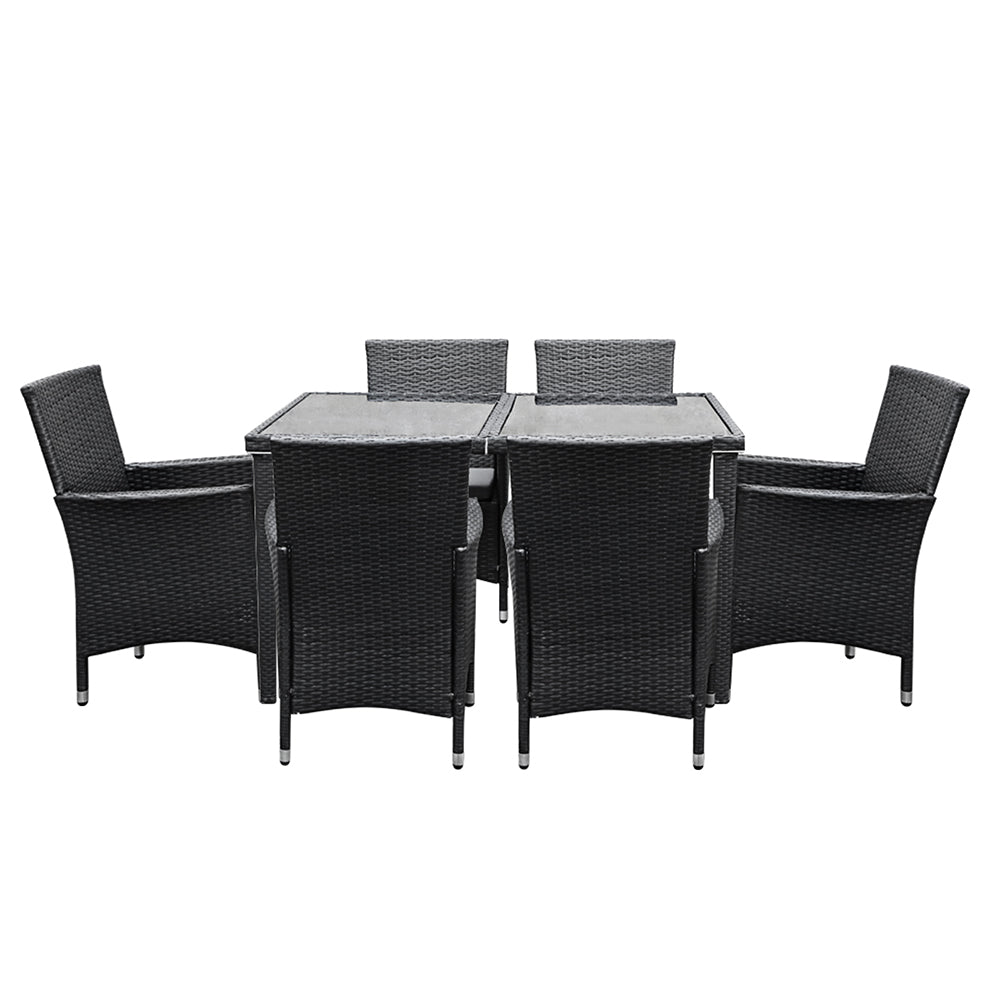 Corbridge 6-Seater Set 7-Piece Outdoor Furniture - Black