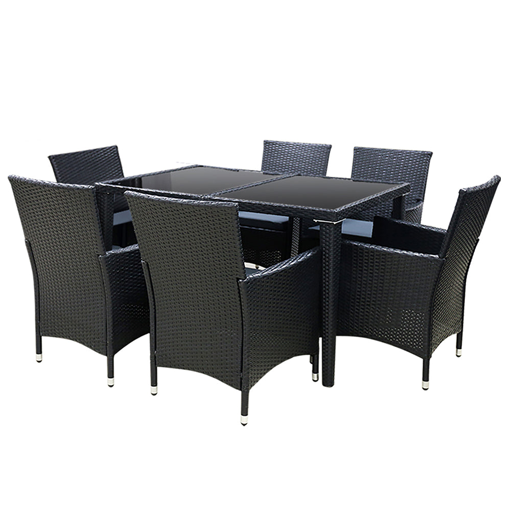 Corbridge 6-Seater Set 7-Piece Outdoor Furniture - Black