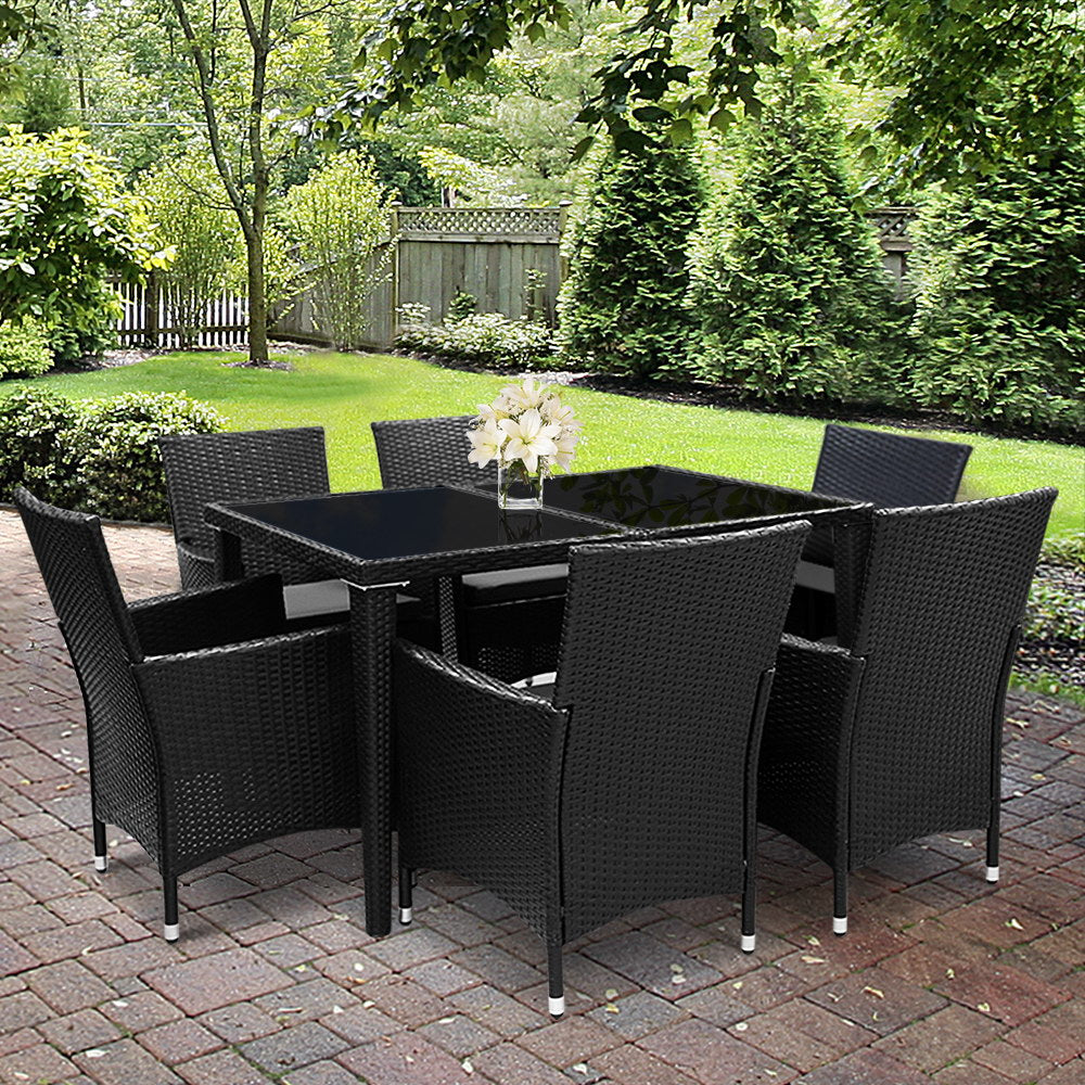 Corbridge 6-Seater Set 7-Piece Outdoor Furniture - Black