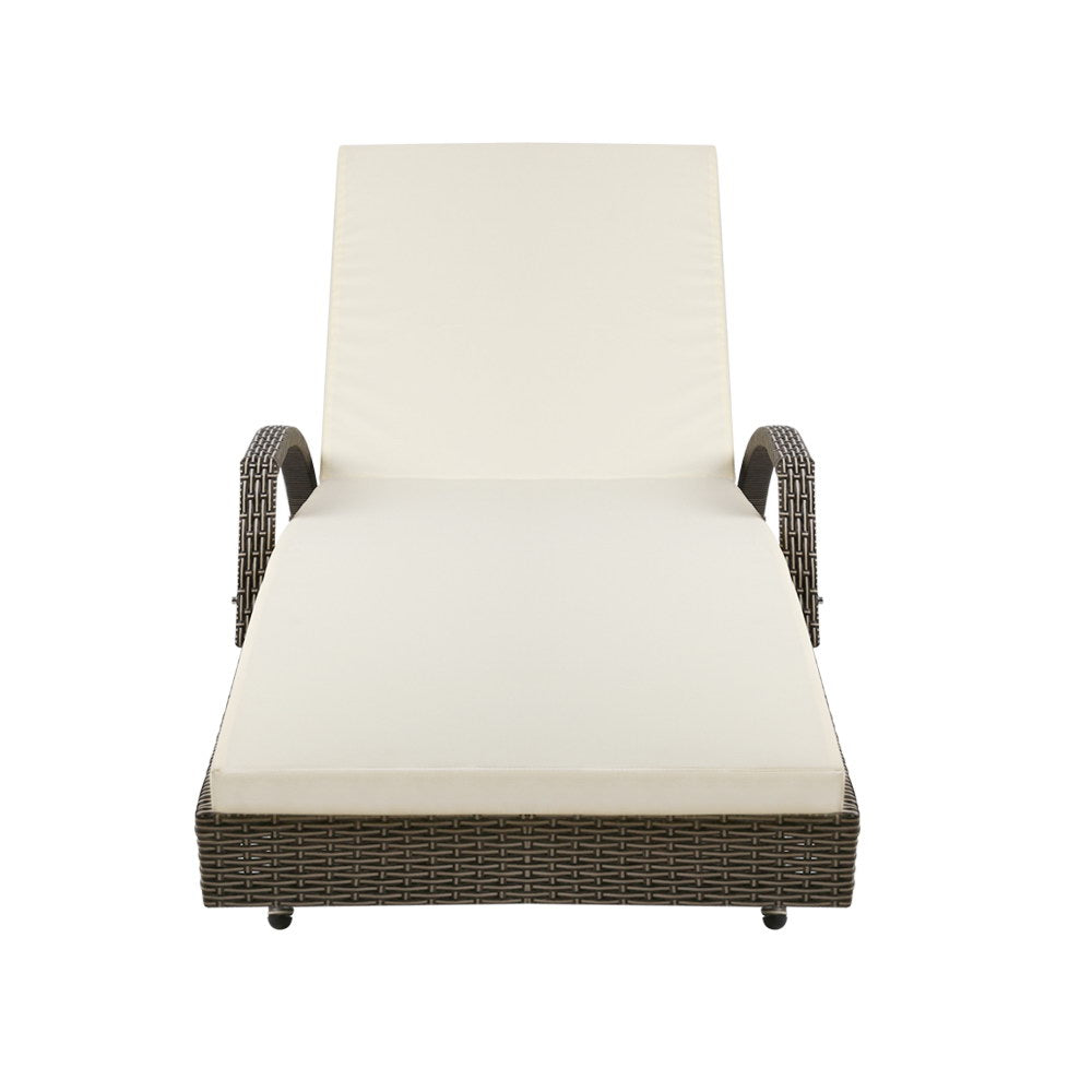 Ashby Outdoor Sun Lounge Wicker with Armrest Chair and Cushion - Grey