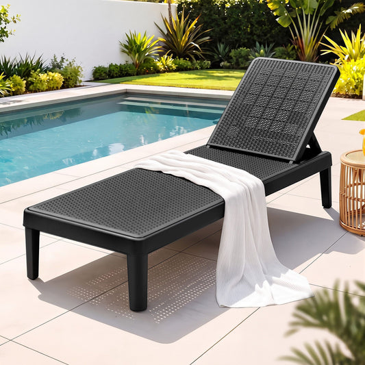 Beckett Sun Lounge Adjustable Lounger Patio Outdoor Furniture Lightweight - Black