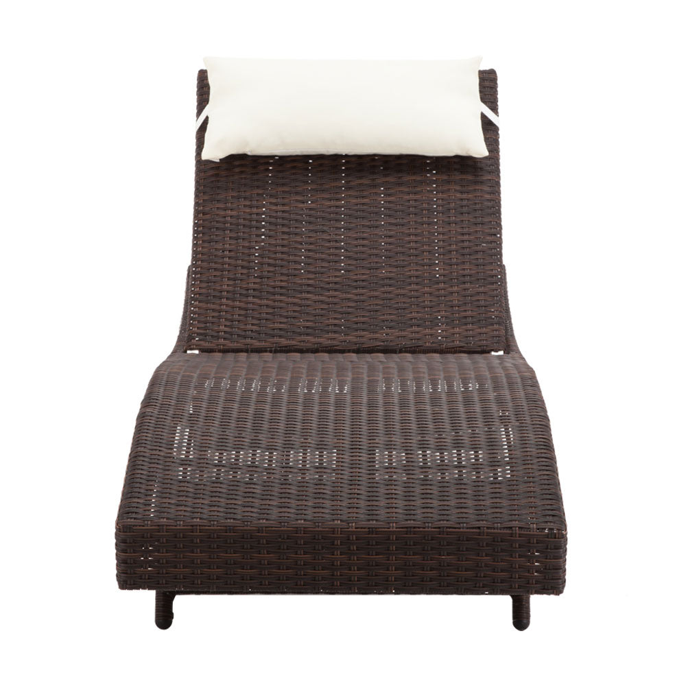 Travis Outdoor Sun Lounge Wicker Chair without Armrest - Brown