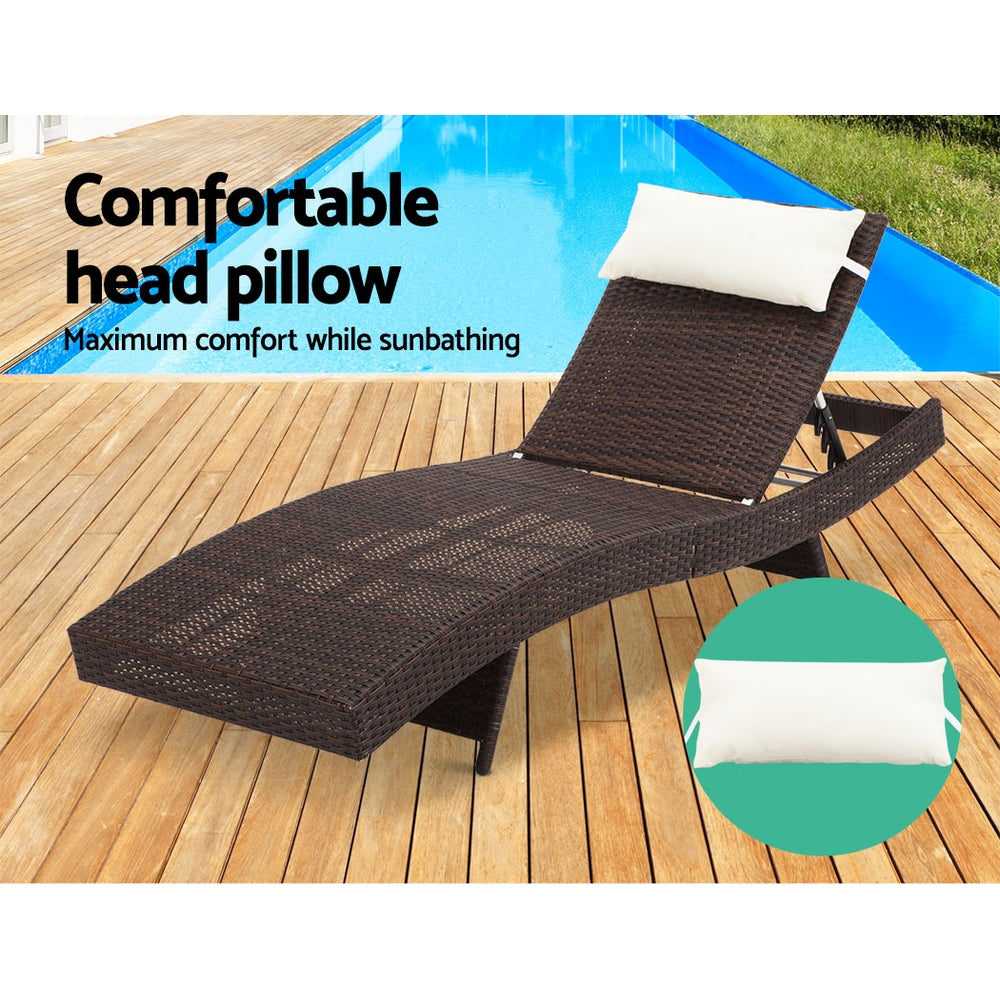 Travis Outdoor Sun Lounge Wicker Chair without Armrest - Brown