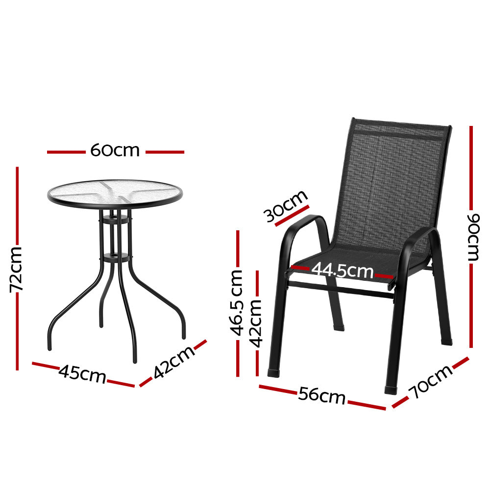 Tomos 4-Seater Table and chairs Stackable Bistro Set Patio Coffee 5-Piece Outdoor Furniture - Coffee