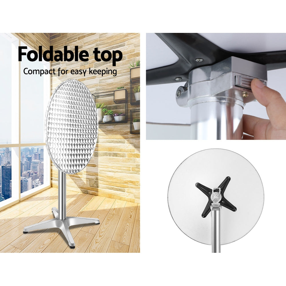 Marco Outdoor Bar Table Indoor Furniture Adjustable Aluminium Round 70/110cm - Silver