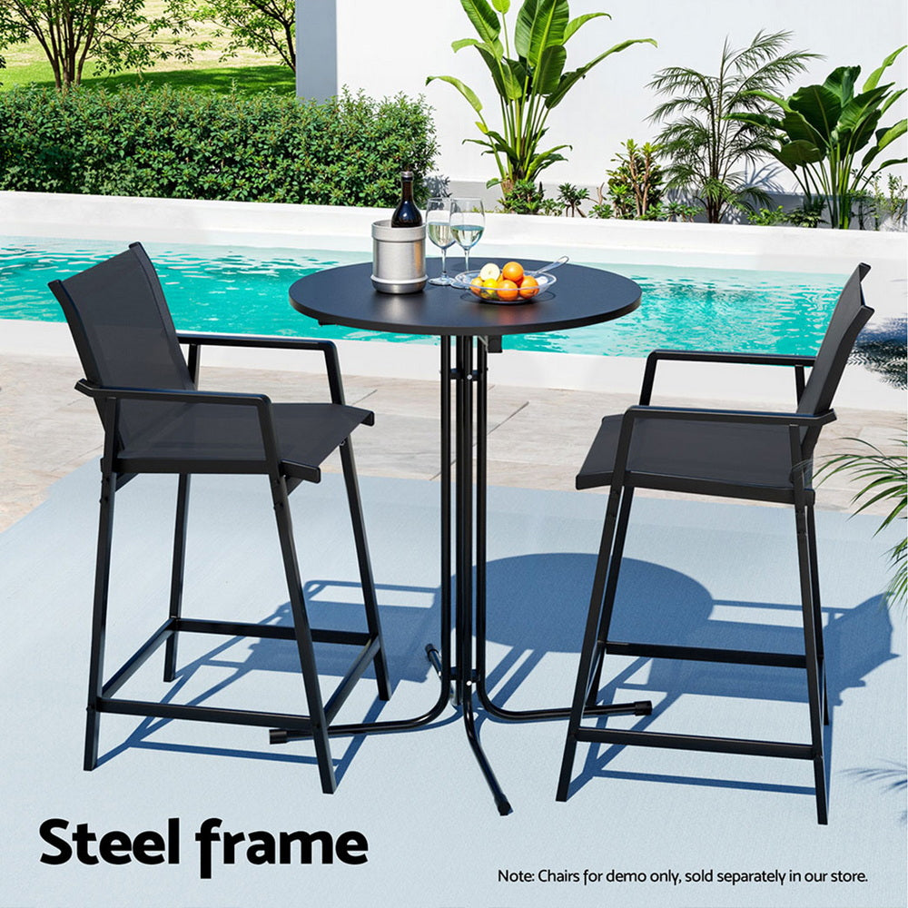 Lettice Outdoor Bar Table Round Folding Desk Top 109cm Patio Furniture - Black