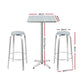 Xander 2-Seater Bar Table Stools Adjustable Aluminium Cafe Square 3-Piece Outdoor Bistro Set - Silver